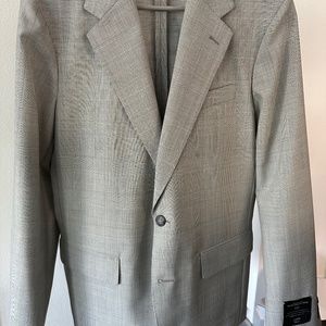 J. Crew Light Grey Plaid Italian Wool Sportcoat Suit Separate 36R